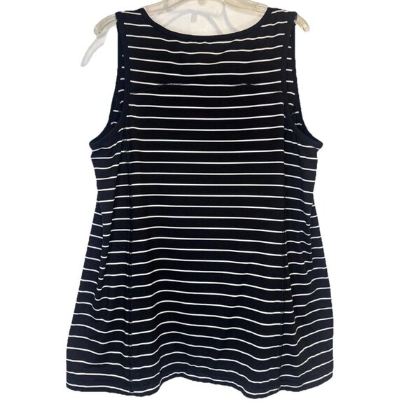 J. Jill Fit Women’s Black & White Stripe Performance Tank Top Sz M Stretch Gym - Picture 4 of 10